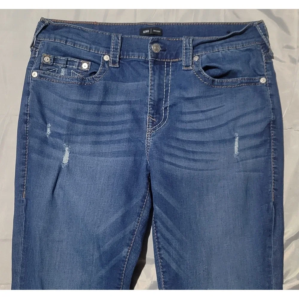 True Religion Geno Men's Relaxed Slim Fit Distressed Straight Leg Jeans‎ Size 36